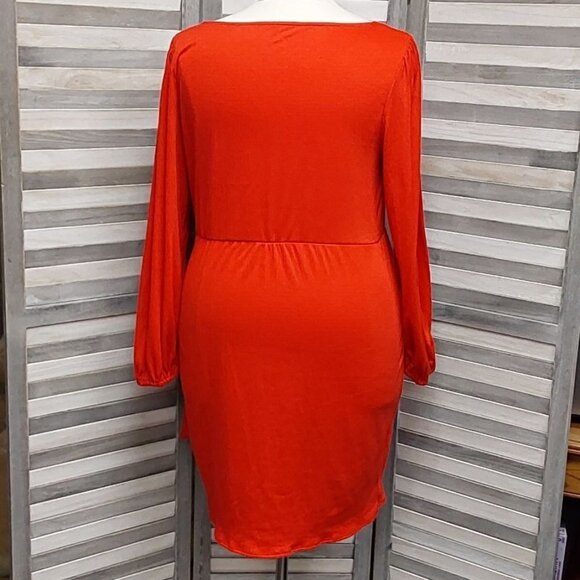 Women's Balloon Long Sleeve Wrap Dress | Ava & Viv | 1X - Picture 5 of 8